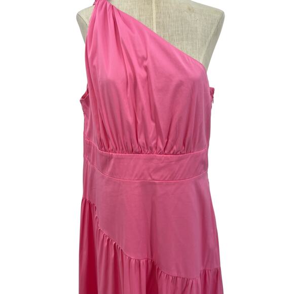 Lilly Pulitzer Lucilyn Dress Maxi One Shoulder Tiered Confetti Pink Size 16 - Picture 4 of 15